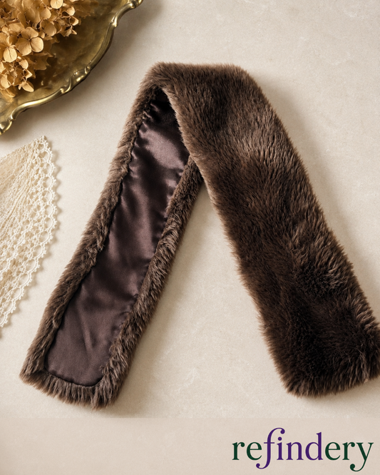 Dark Chocolate Brown Faux Fur Tippet Scarf – Vintage Style
