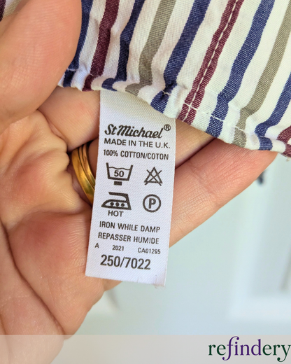 Vintage St Michael UK Made Cotton Stripe Shirt | Men's Medium