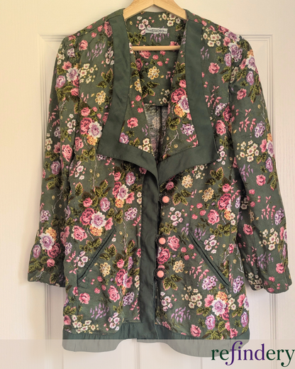 ESLOTO Vintage Woodland Floral Blazer