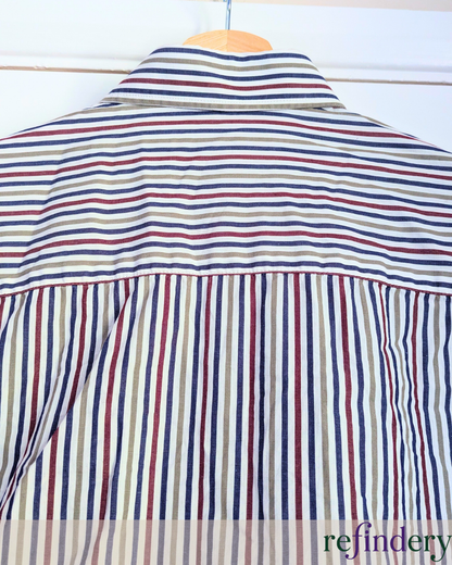 Vintage St Michael UK Made Cotton Stripe Shirt | Men's Medium