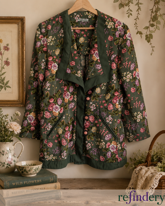 ESLOTO Vintage Woodland Floral Blazer