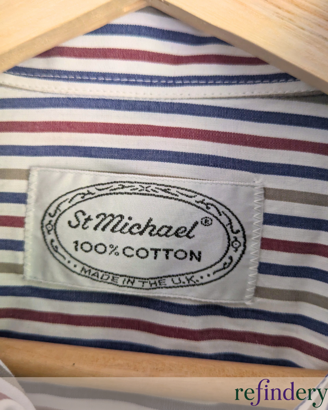 Vintage St Michael UK Made Cotton Stripe Shirt | Men's Medium