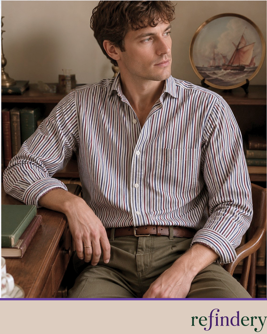 Vintage St Michael UK Made Cotton Stripe Shirt | Men's Medium