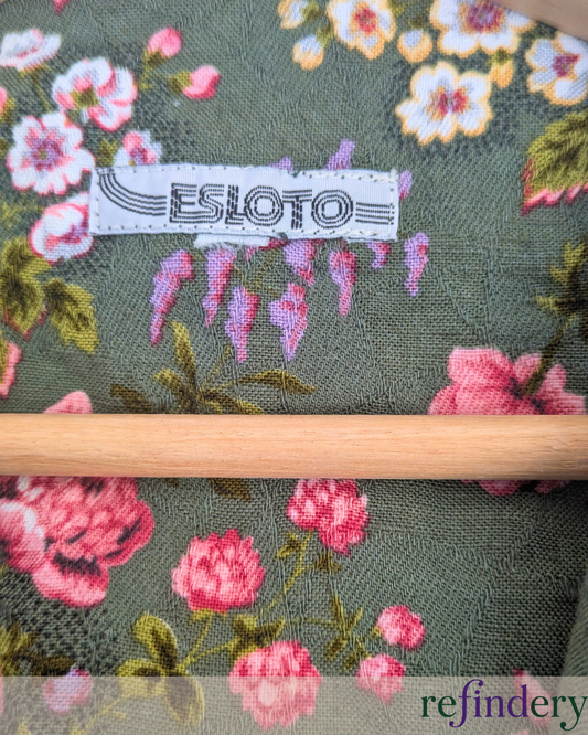 ESLOTO Vintage Woodland Floral Blazer